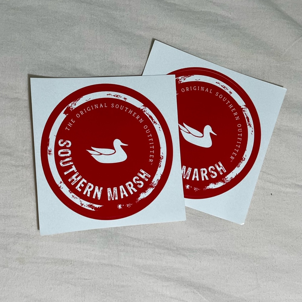 set of two red Southern Marsh stickers
